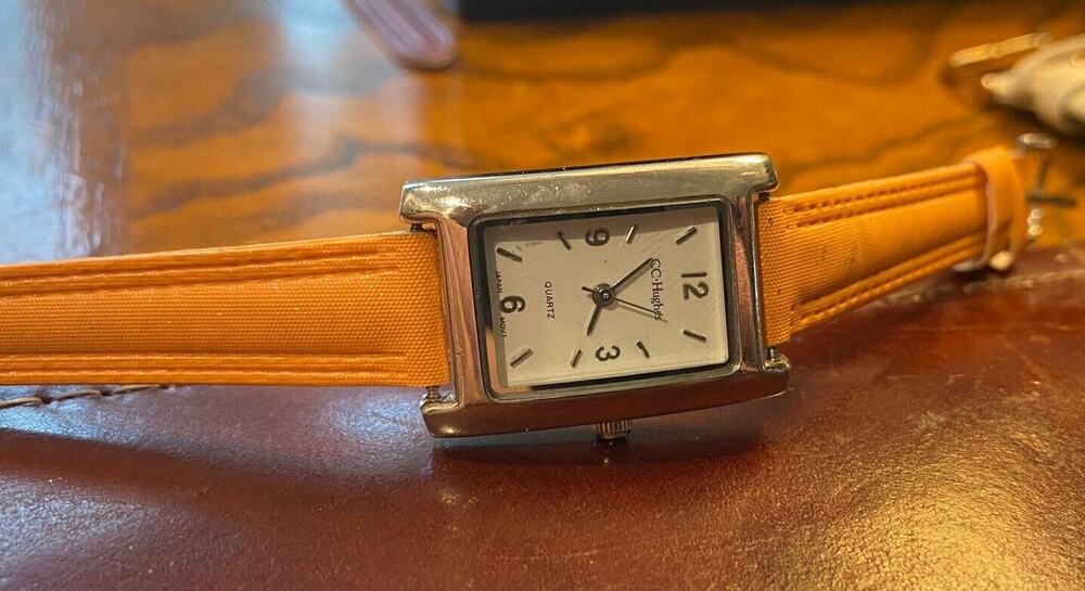 Women's 20mm Silver Tone CC Hughes Watch, Peach Band